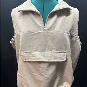 Izod Beige Sleeveless Pullover Vest with Front Pocket